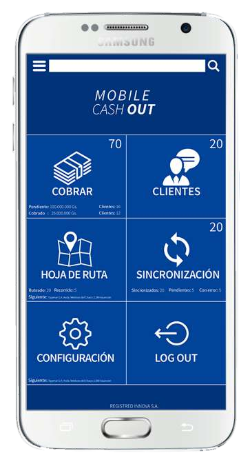 Pantalla principal de Mobile Cash Out